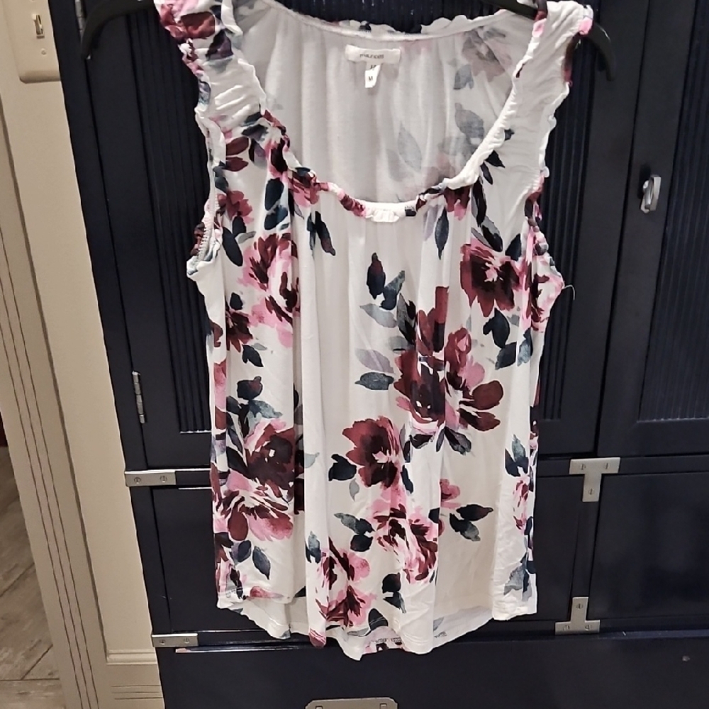 Maurices Pink and Black Floral Tank Top